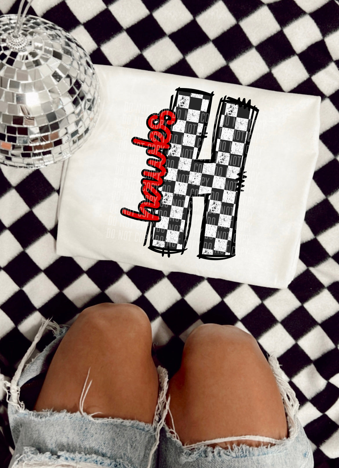 Checkered Mascot Hawks 30826 DTF transfers