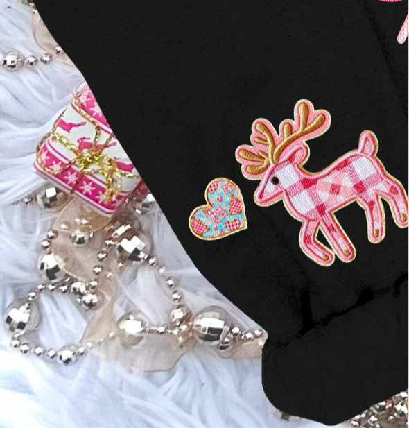 Faux embroidery reindeer SLEEVE HW 56051 DTF transfer