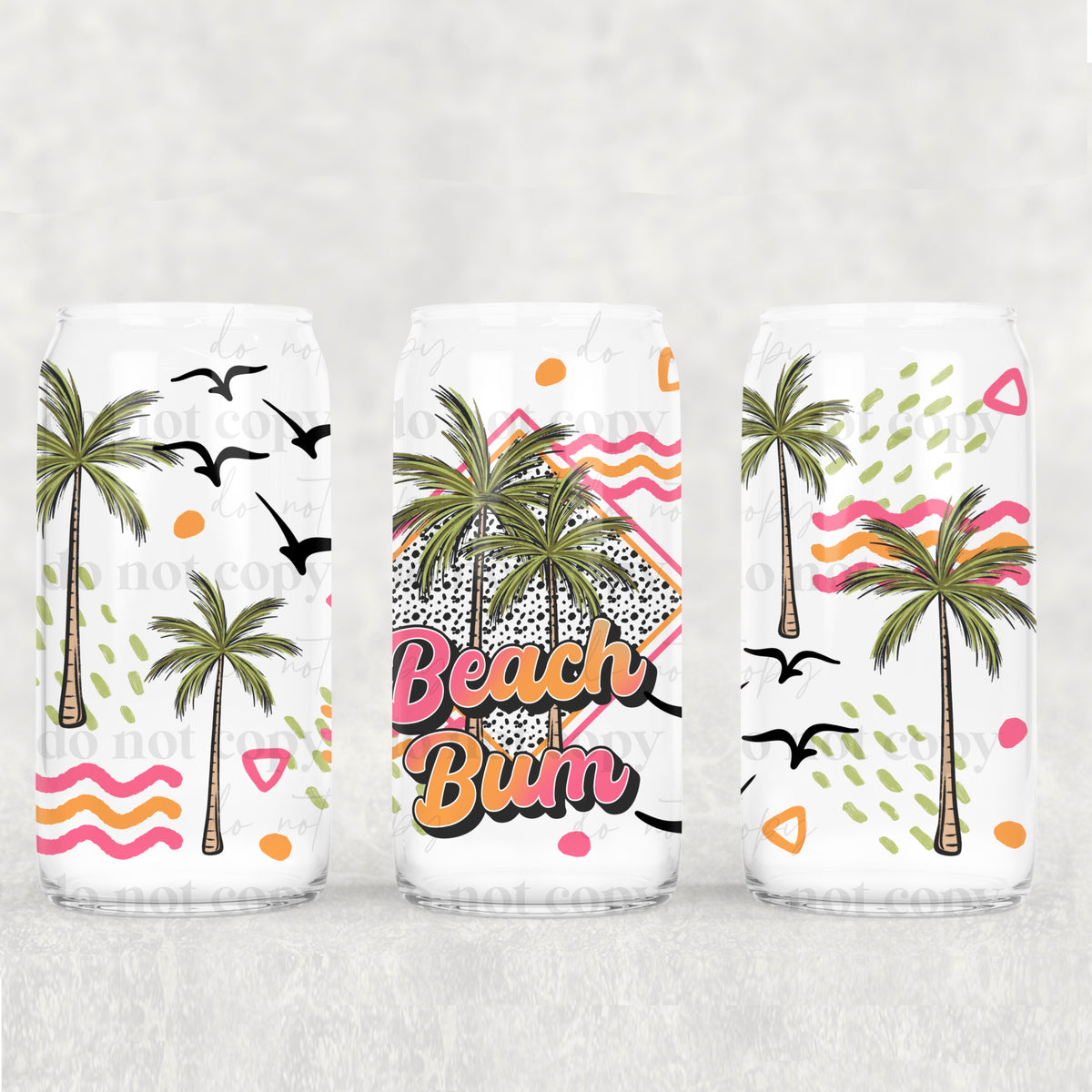 Beach Bum Palm trees (CSC) UV DTF WRAP