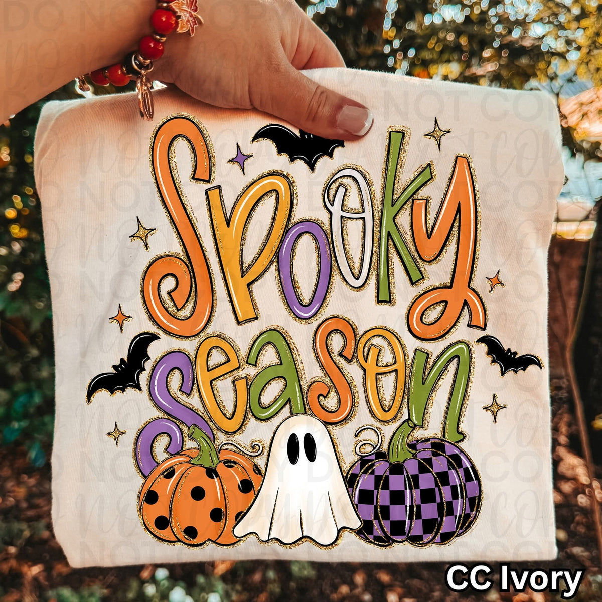 Spooky season orange yellow purple green font orange purple pumpkin polkadot and checkered   SUNDAY SPECIAL DTF transfer