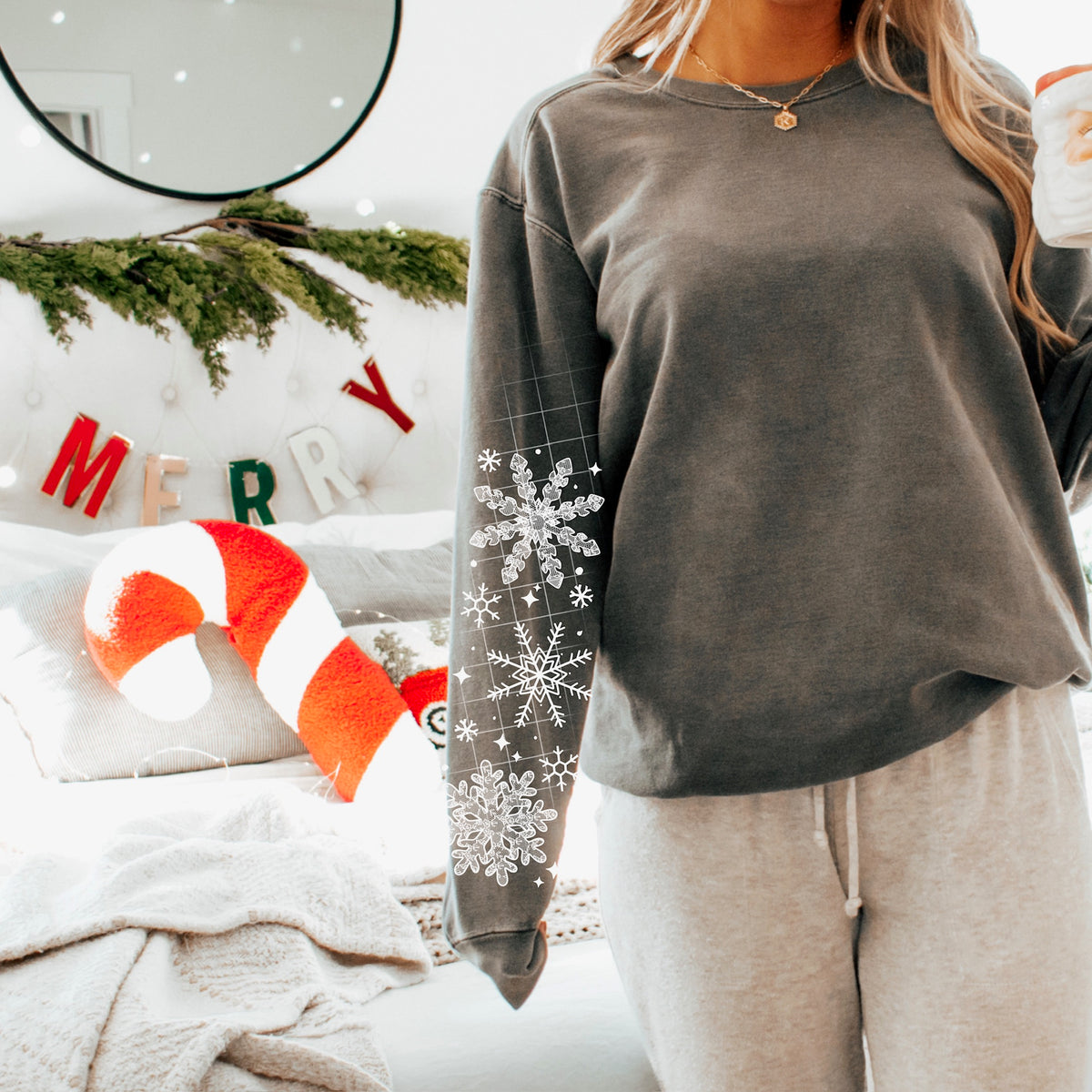 Lace Snowflakes sleeve CSC DTF Transfer