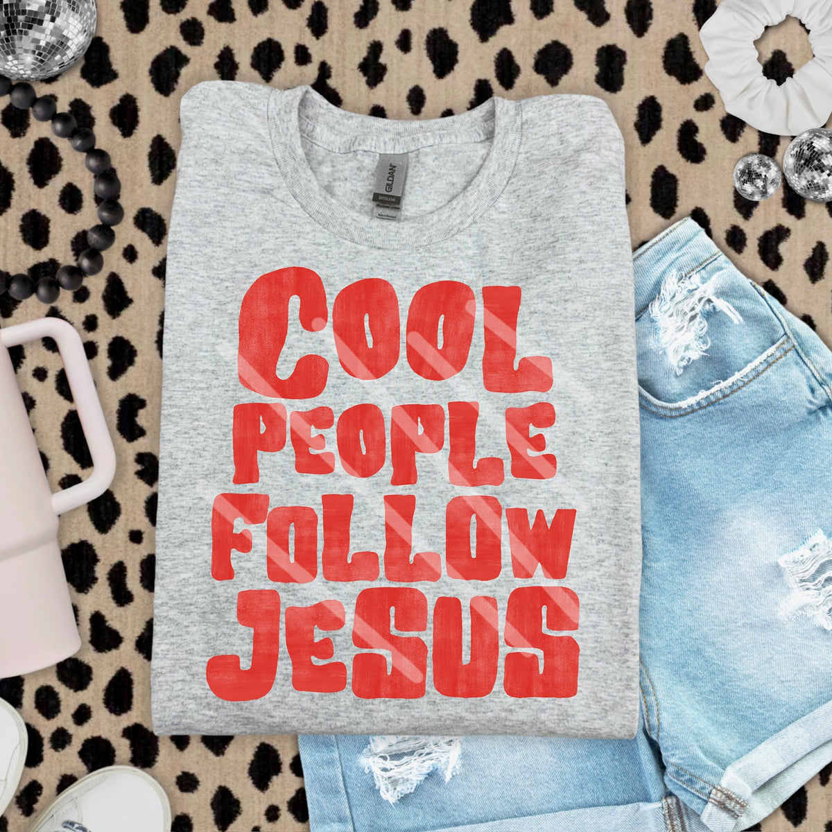 Cool People Follow Jesus RED 110595 DTF transfer