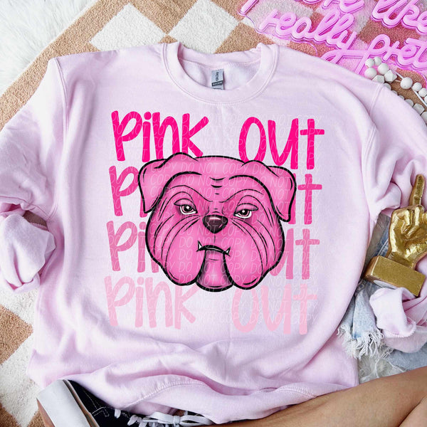 Pink out stacked bulldog 60029 DTF transfer