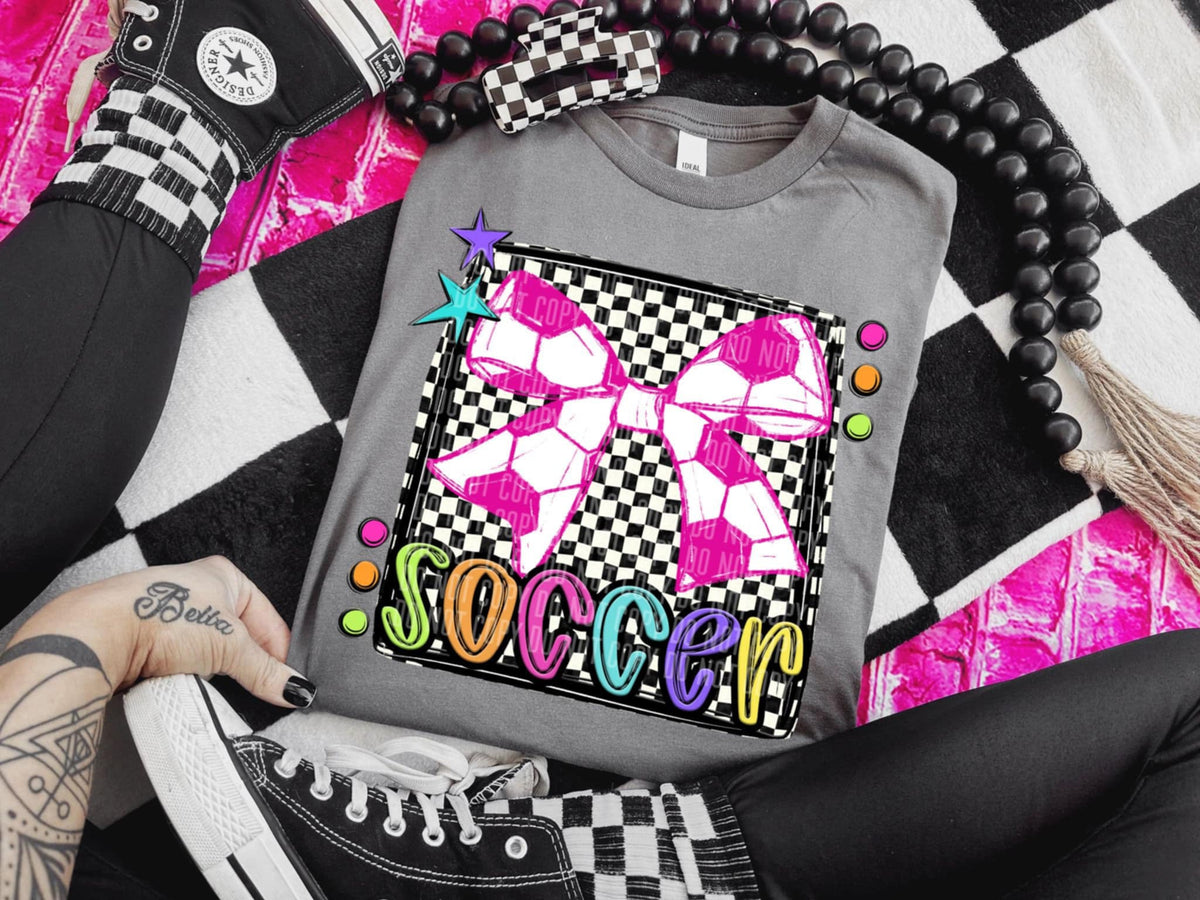 Soccer 1 checkered preppy bright (Caplinger) 91451 DTF transferr