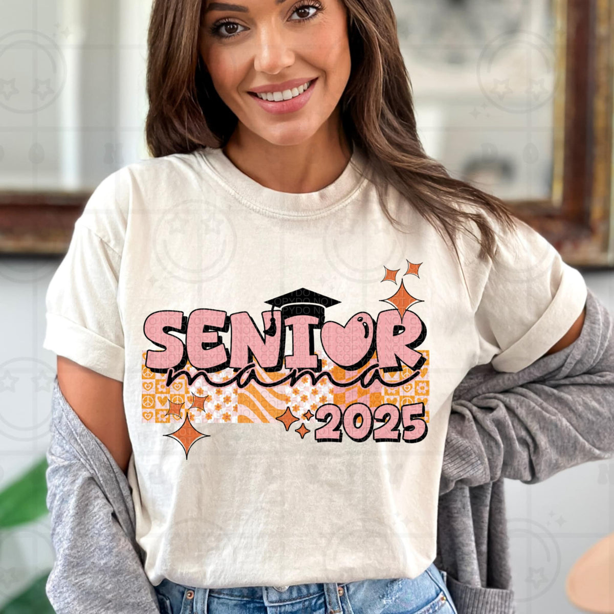 Senior mama 2025 pink and orange (HW) 93499 DTF transfer
