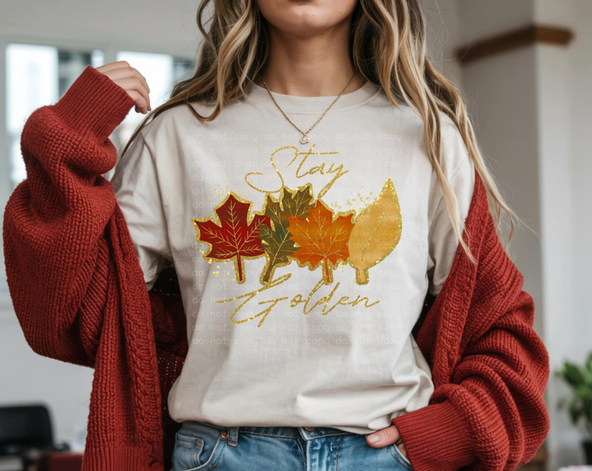 Stay Golden with four leaves 111725 DTF transfer