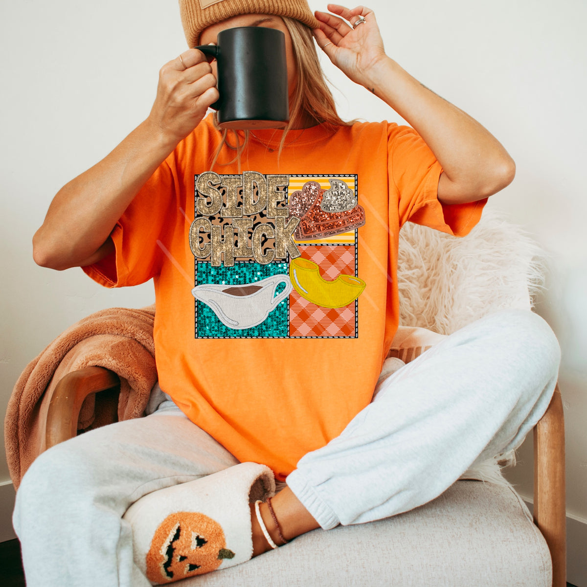 Side Chick squares FAUX SEQUINS 111813 DTF transfer