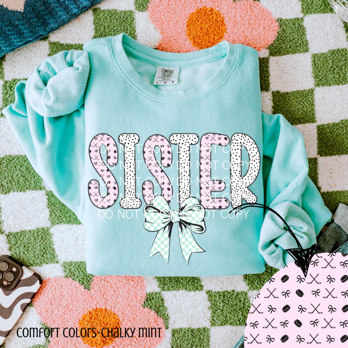 Sister hockey letters (CSG) 90234 DTF transfer