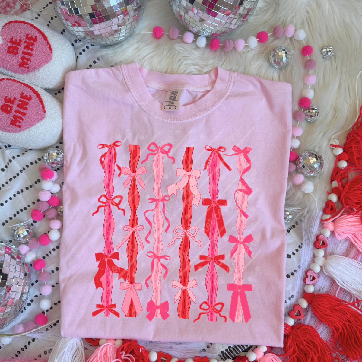 Pink and red vertical bows (scarlow) DTF transfer