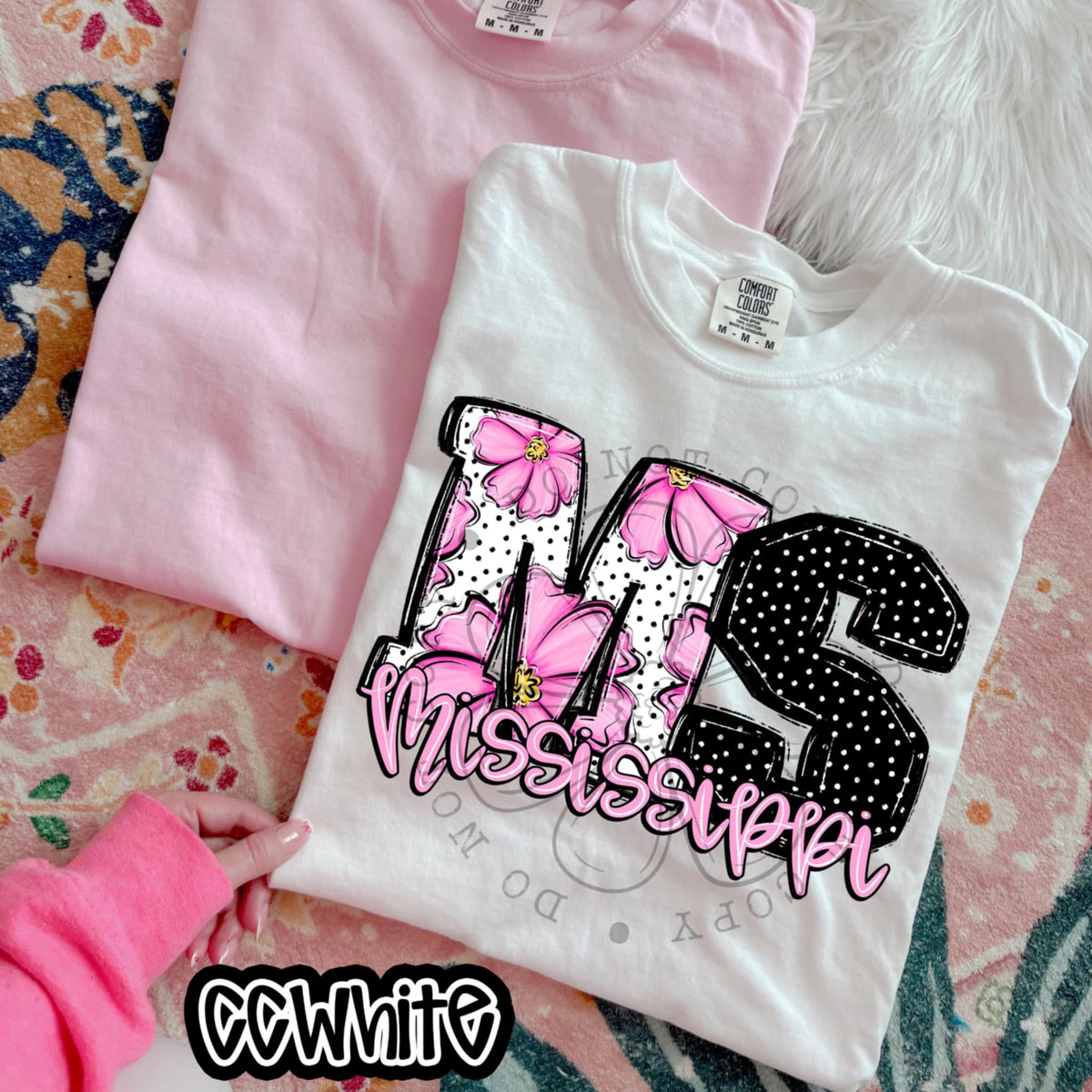 MD Mississippi pink flowers (SWD) 94494 DTF transfer
