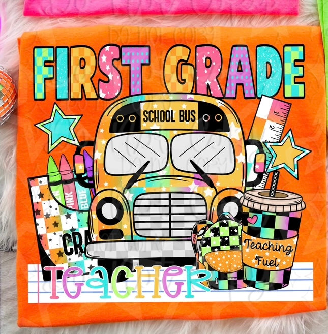 First grade teacher bus (Virgo) 107025 DTF transfer