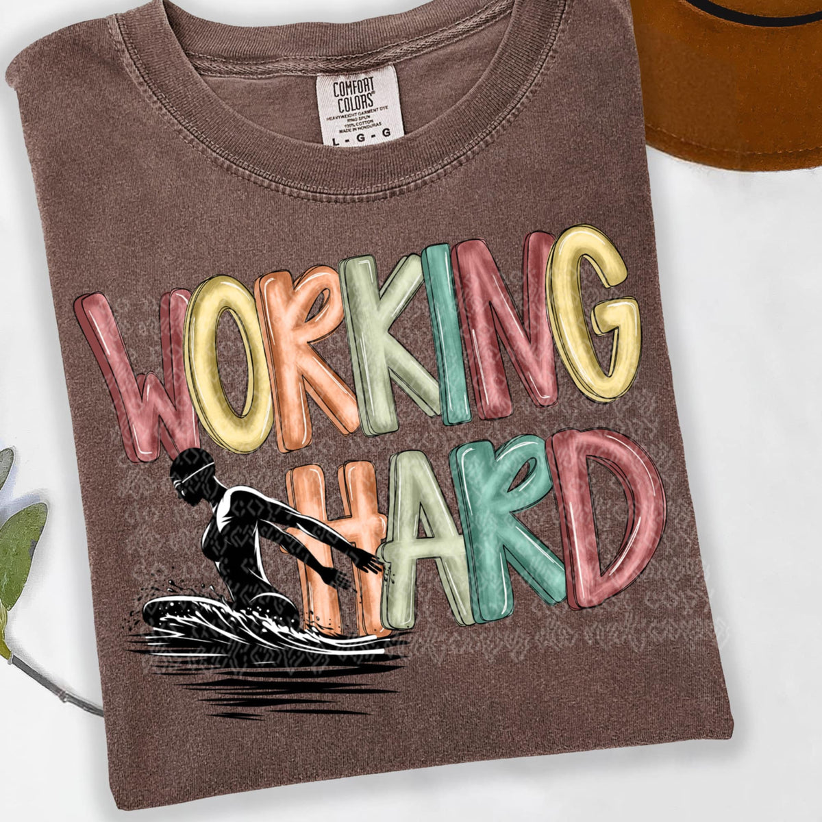 Working hard swim (TTD) 91540 DTF transfer