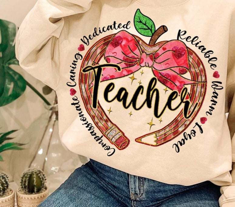 Teacher valentine pencil Apple 75893 DTF transfer