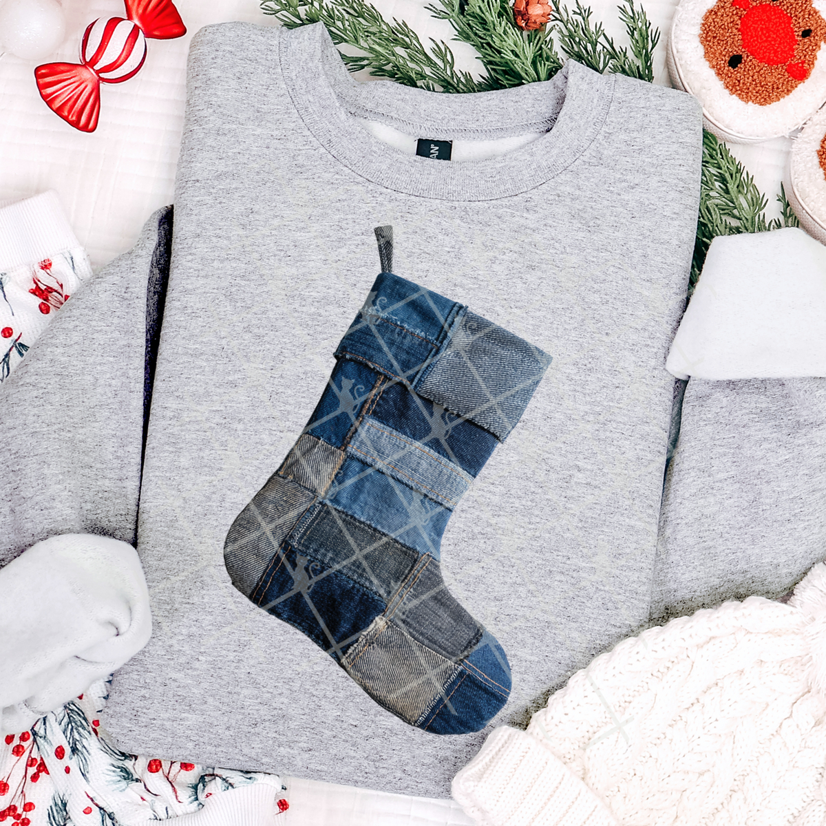 Faux denim Stocking (TTD) DTF Transfer