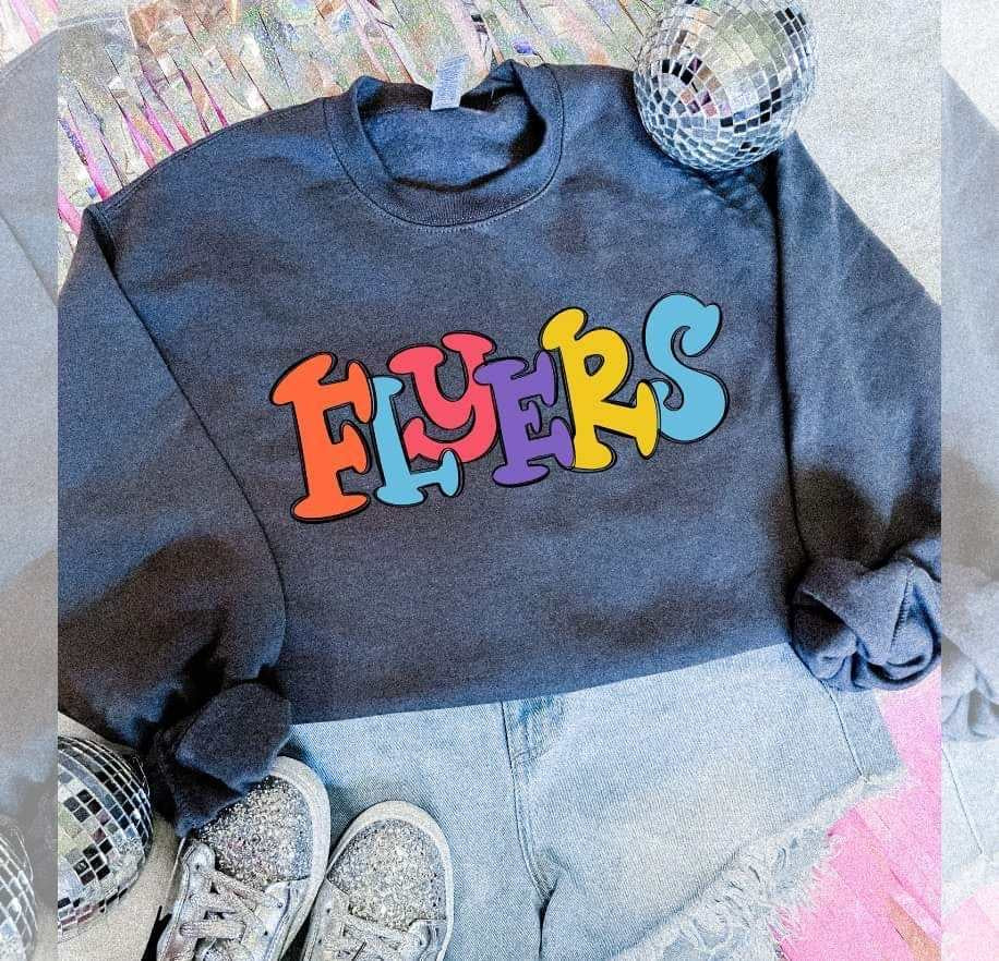 Flyers colorful bubble font (S&G) 64487 DTF transfer
