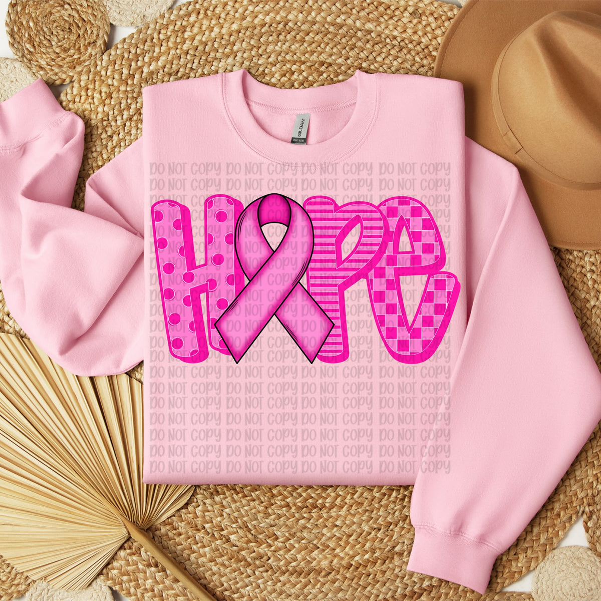 Hope pink checkered with ribbon (VP) DTF Transfer