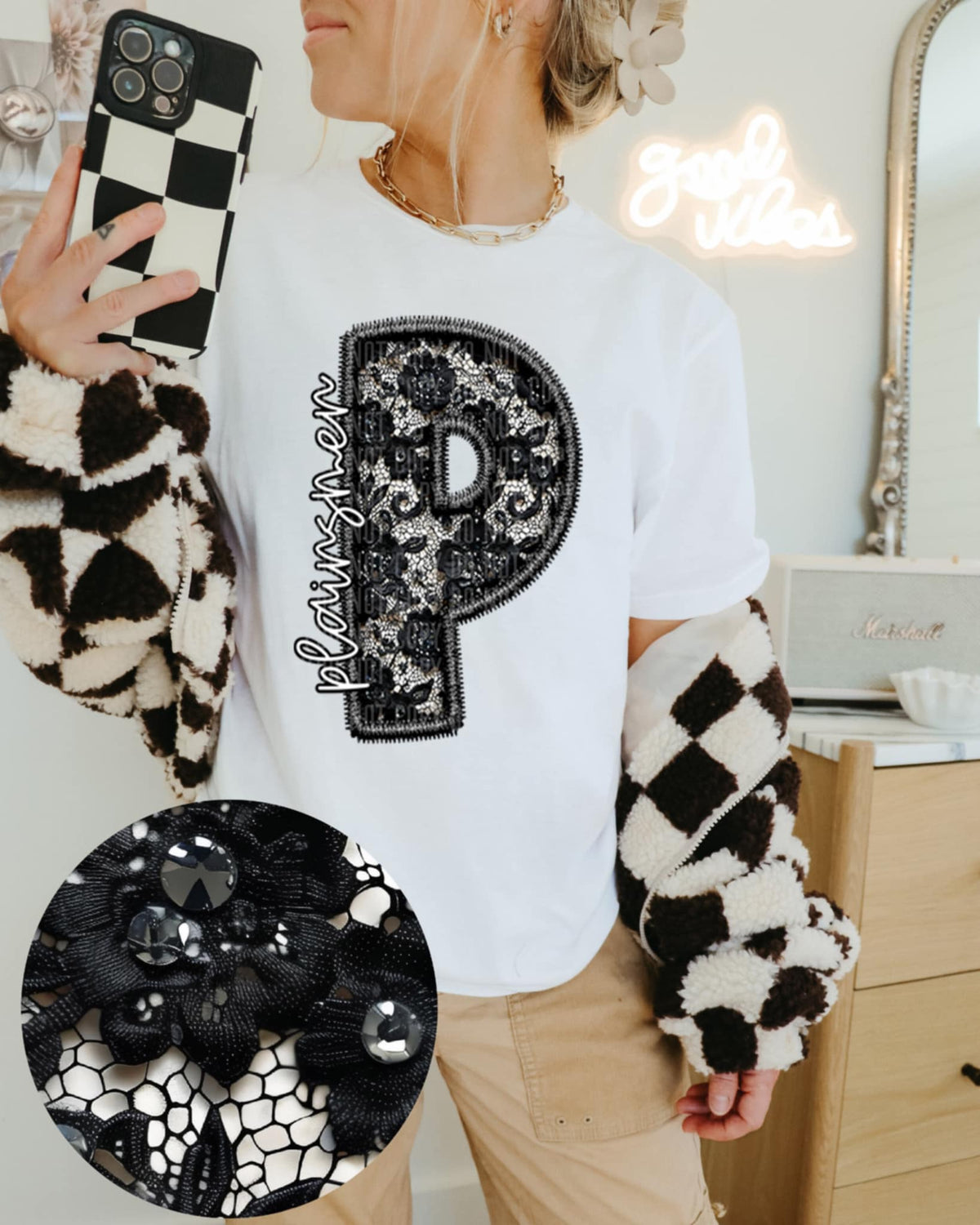 P plainsmen lace letter (Caplinger) 90119 DTF transfer