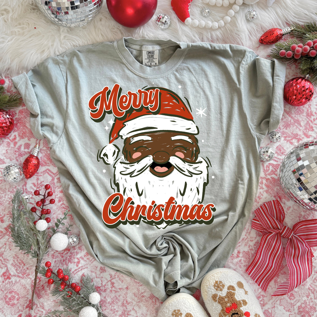 Merry Christmas santa darker skin tone (csc) DTF Transfer