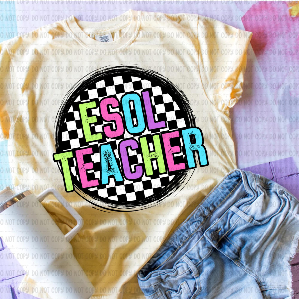Esol teacher retro circle GIRL 106566 DTF transfer