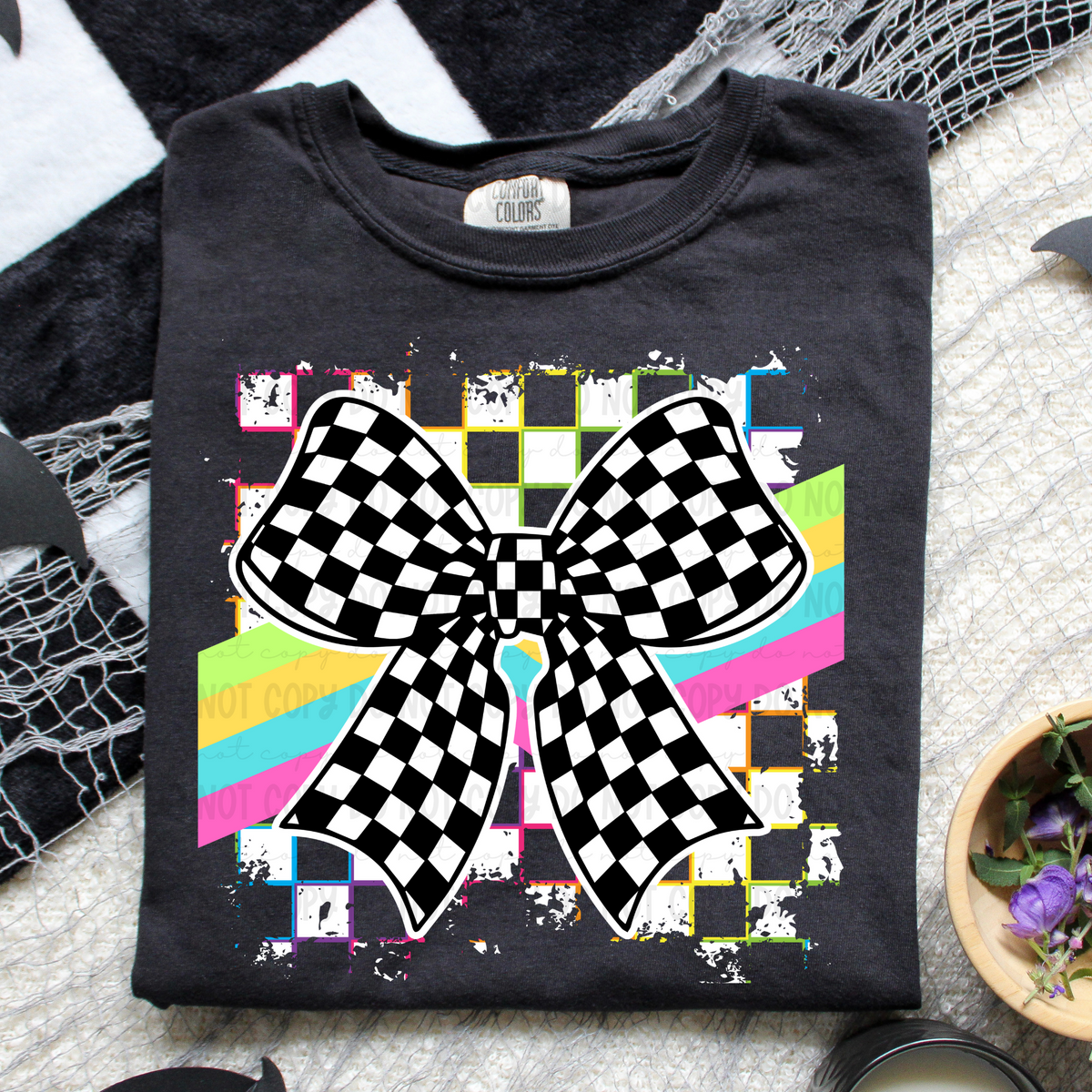 Race bow rainbow background (REVEL) 96493 DTF transfer