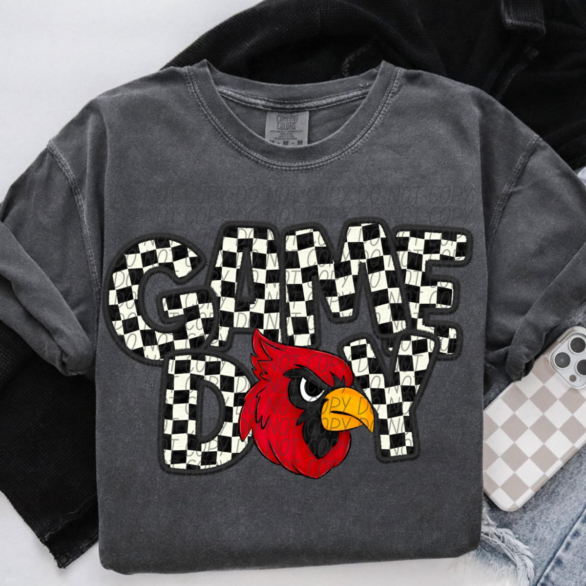 Game day cardinals checkered (CITY) 91364 DTF transfer