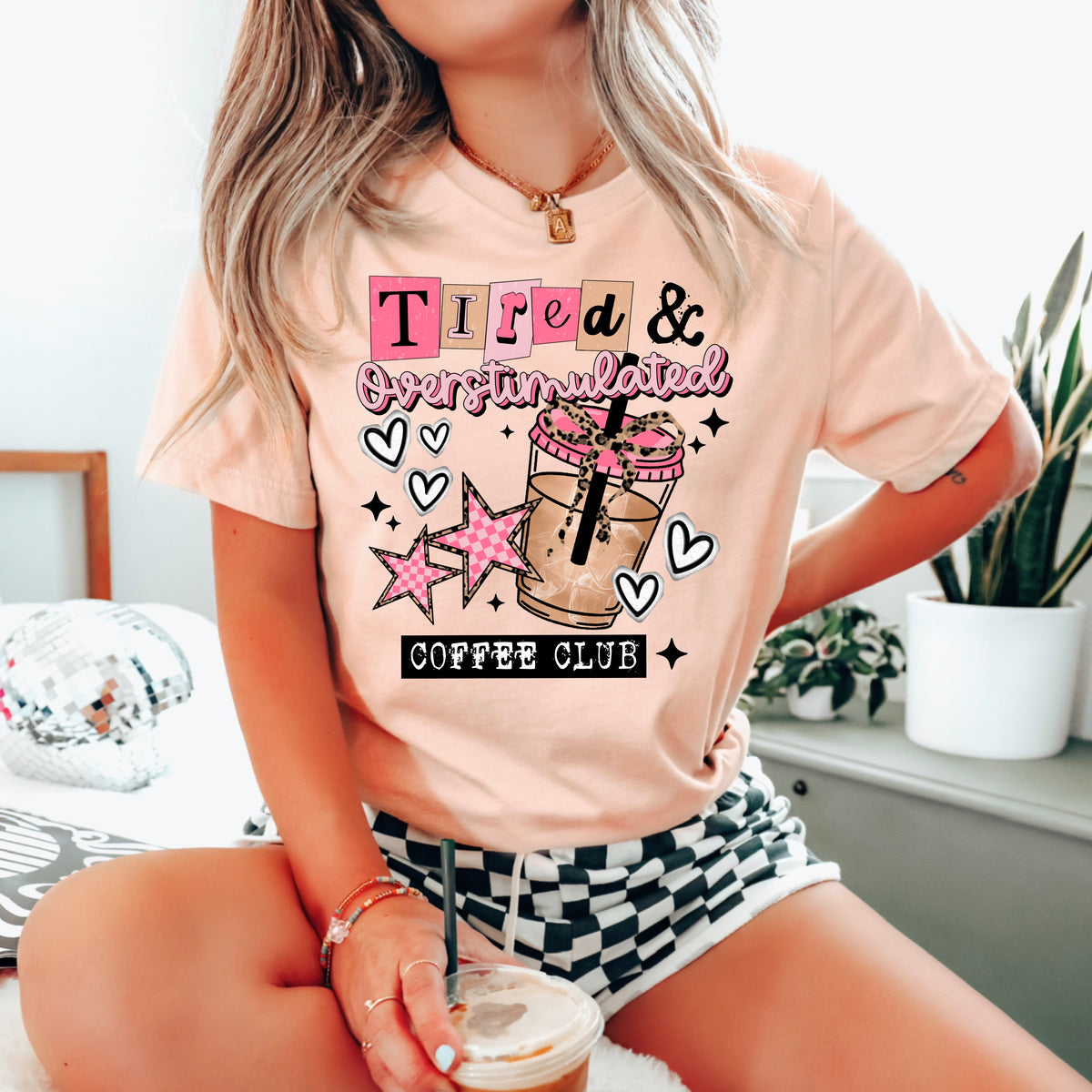 Tired and overstimulated coffee club black (CSC) DTF Transfer