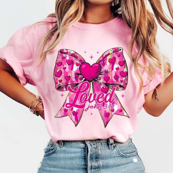 Loved pink bow 77703 DTF transfer