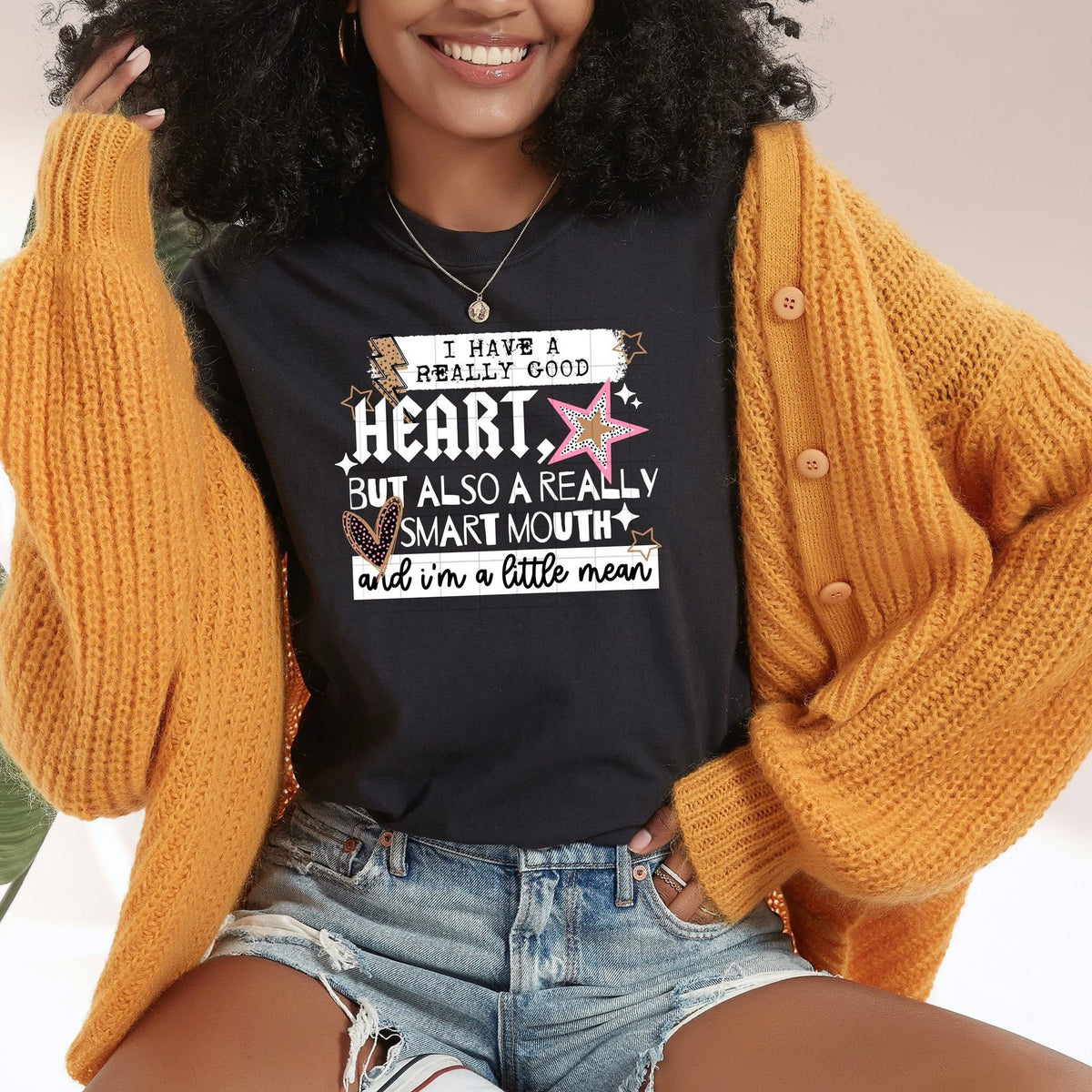 Good heart smart mouth white (CSC) DTF Transfer