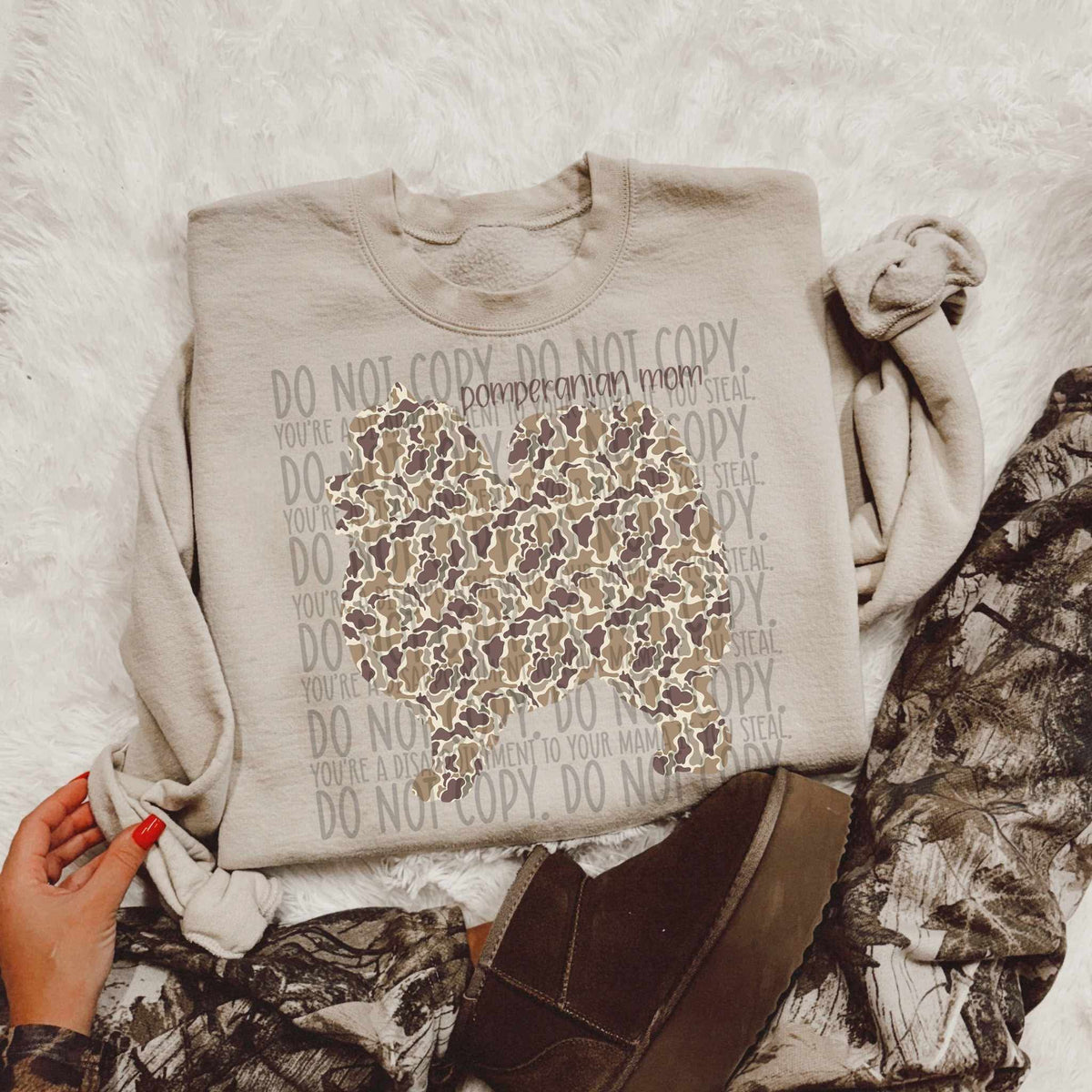 Pomperanian mom CAMO (SWD) DTF transfer