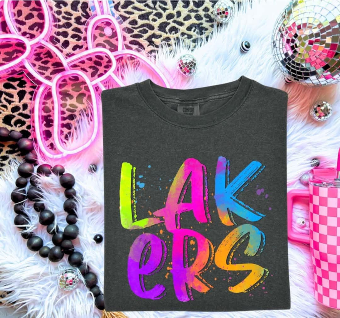 Lakers Neon Splatter (S&G) 99986 DTF transfer