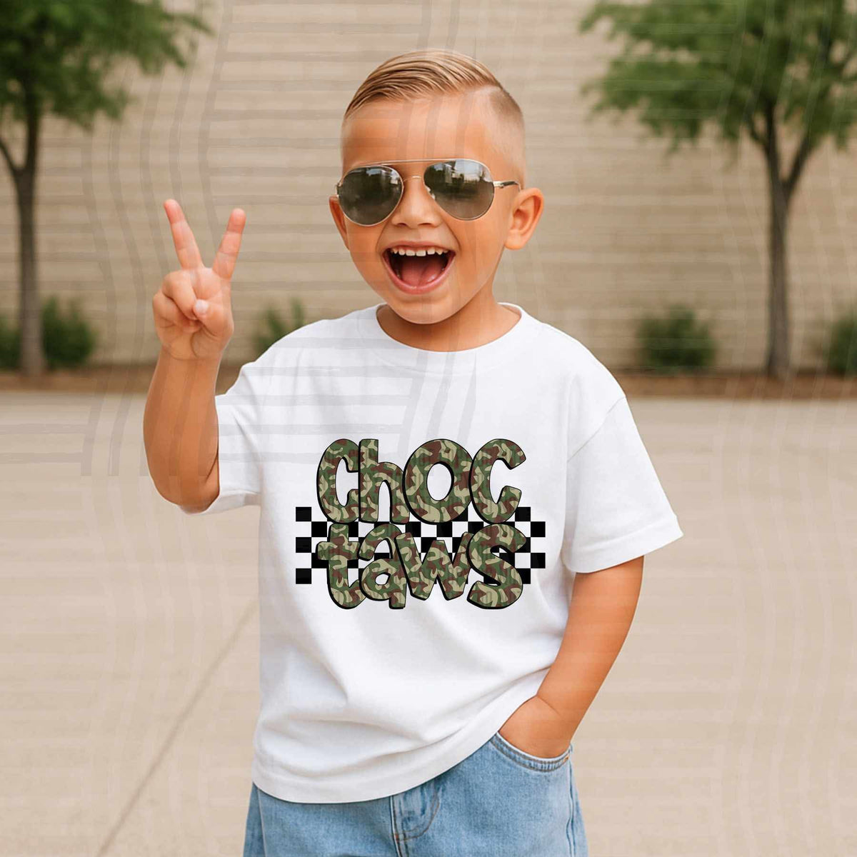 Choctaws Camo checkered mascots (Caplinger) DTF transfer