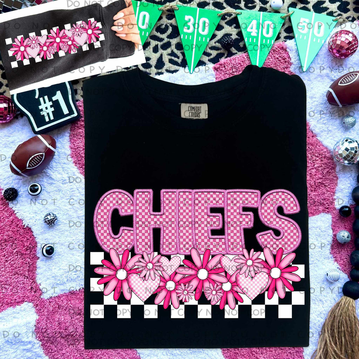 Chiefs pink checkered (caplinger) 77862 DTF transfer