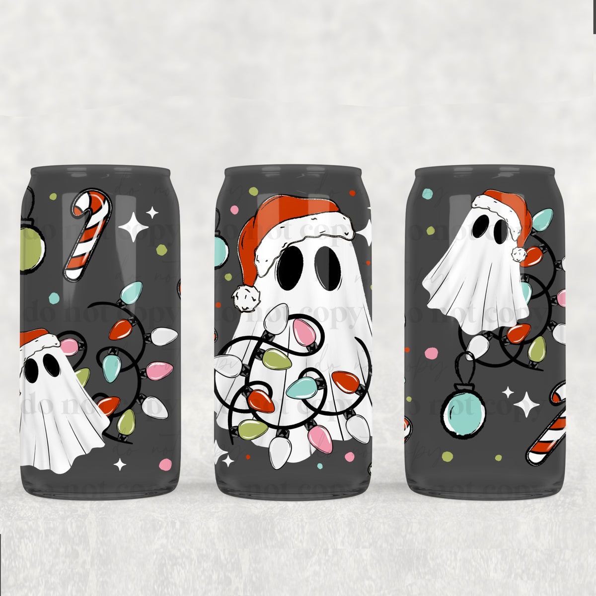 Christmas ghost with lights (CSC) UV DTF Transfer