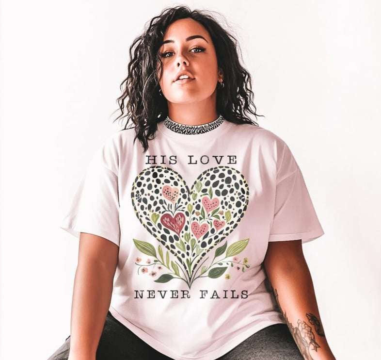 His love never fails floral heart 73218 DTF transfer
