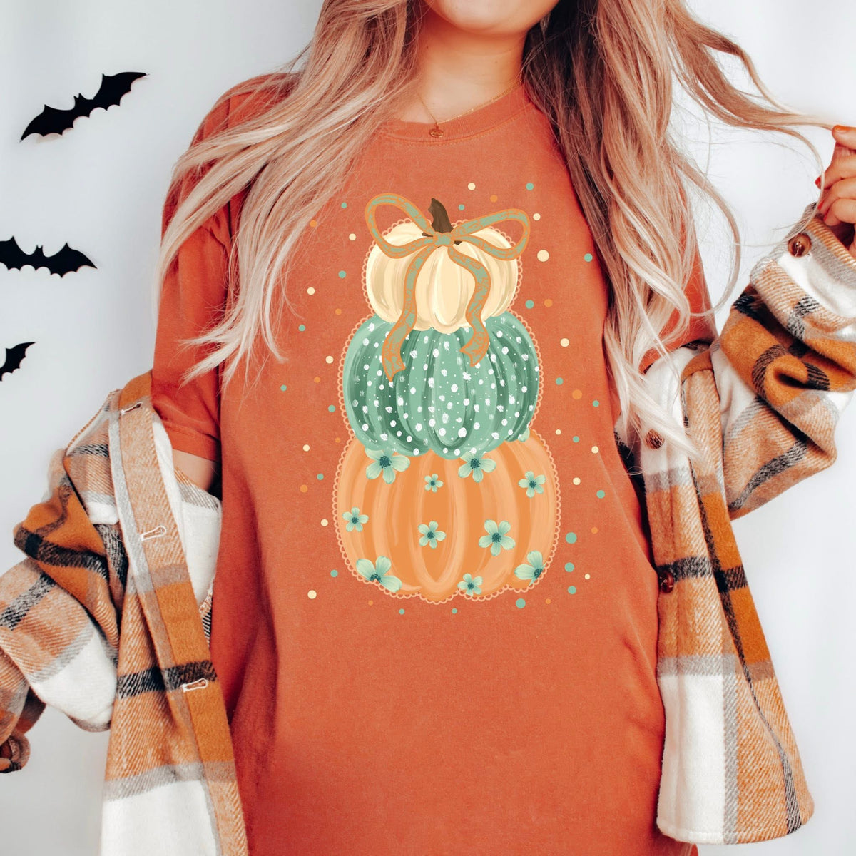 3 stacked pumpkins (green and orange) (CSC) DTF Transfer