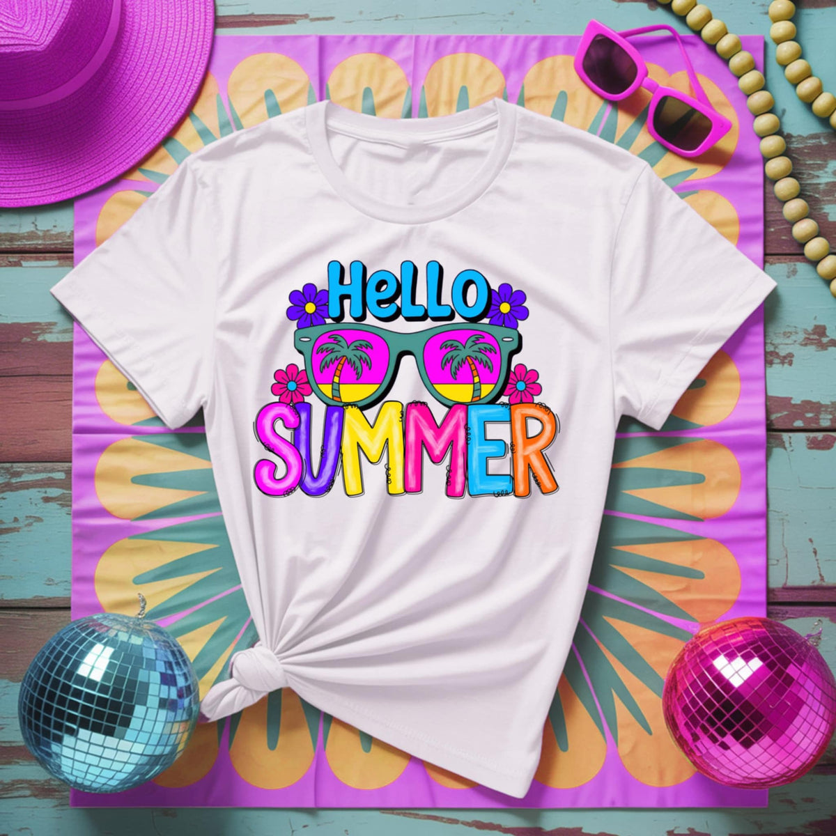 Hello summer glasses 106098 DTF transfer