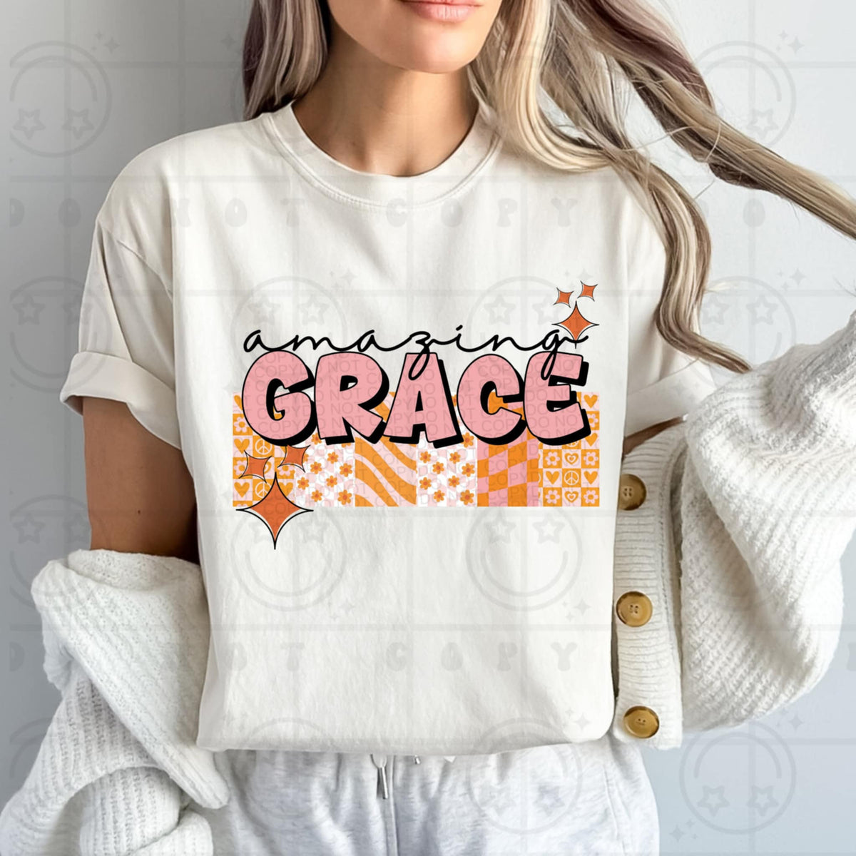 Amazing grace pink and orange (HW) 93480 DTF transfer