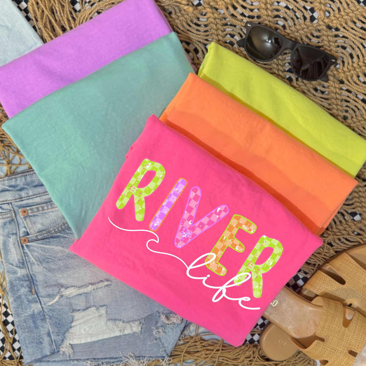 River life colorful checker (csc) DTF Transfer