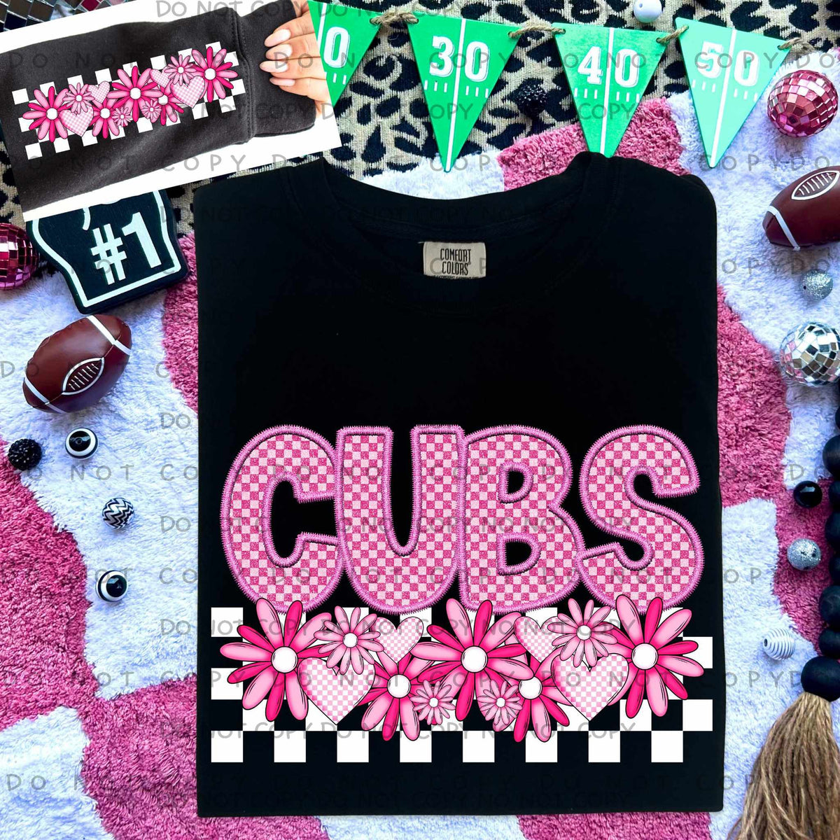 Cubs pink checkered (caplinger) 77832 DTF transfer