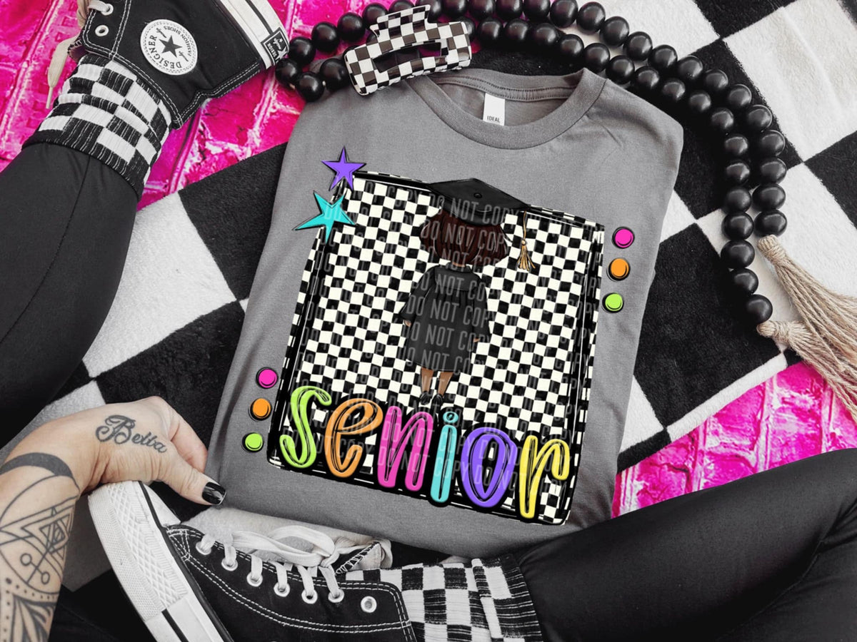 Senior 5 checkered preppy bright (Caplinger) 91445 DTF transferr