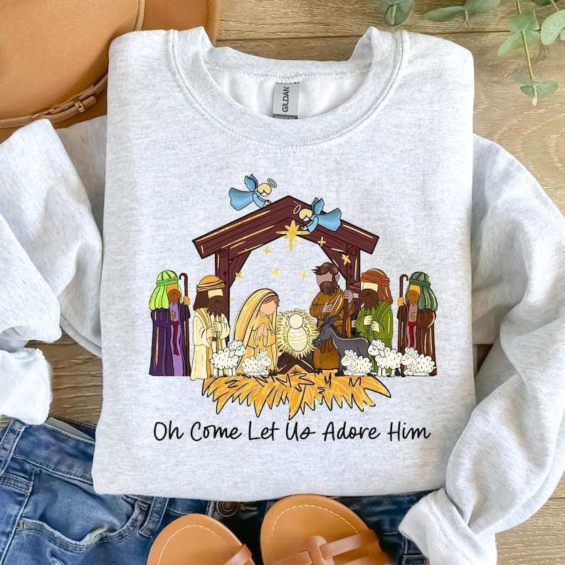 Oh come let us adore him nativity scene 67906 DTF transfer