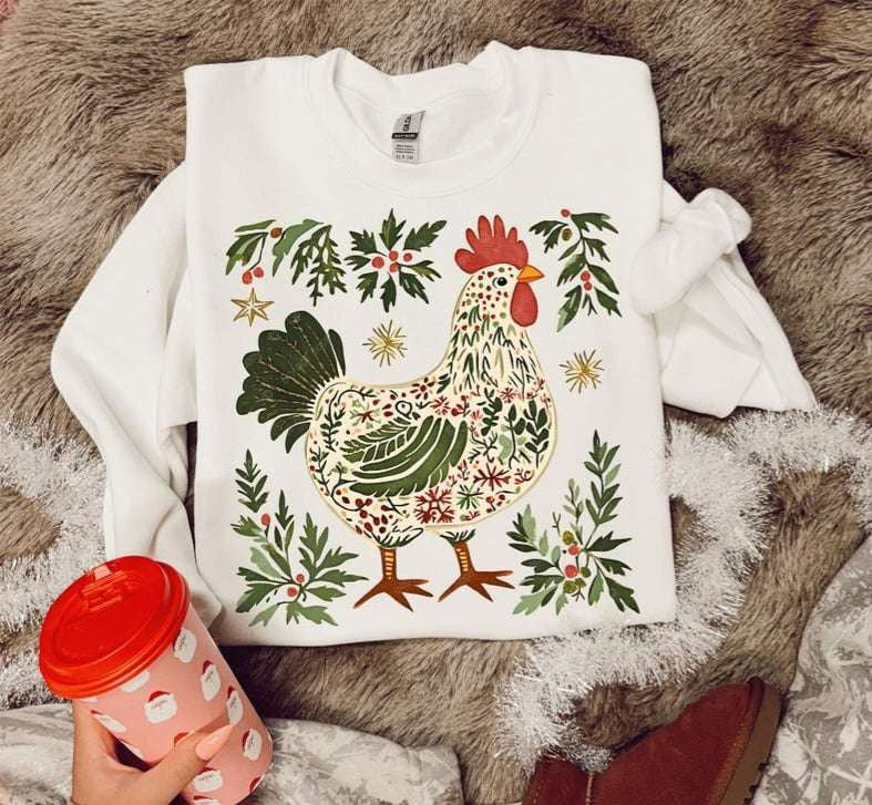 Floral chicken 73207 DTF transfer