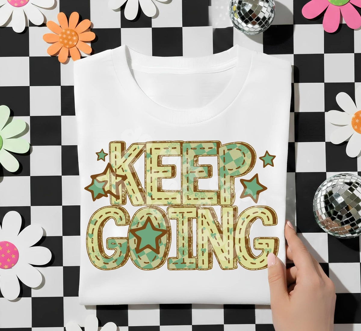 Keep going green with stars (c’s) DTF Transfer