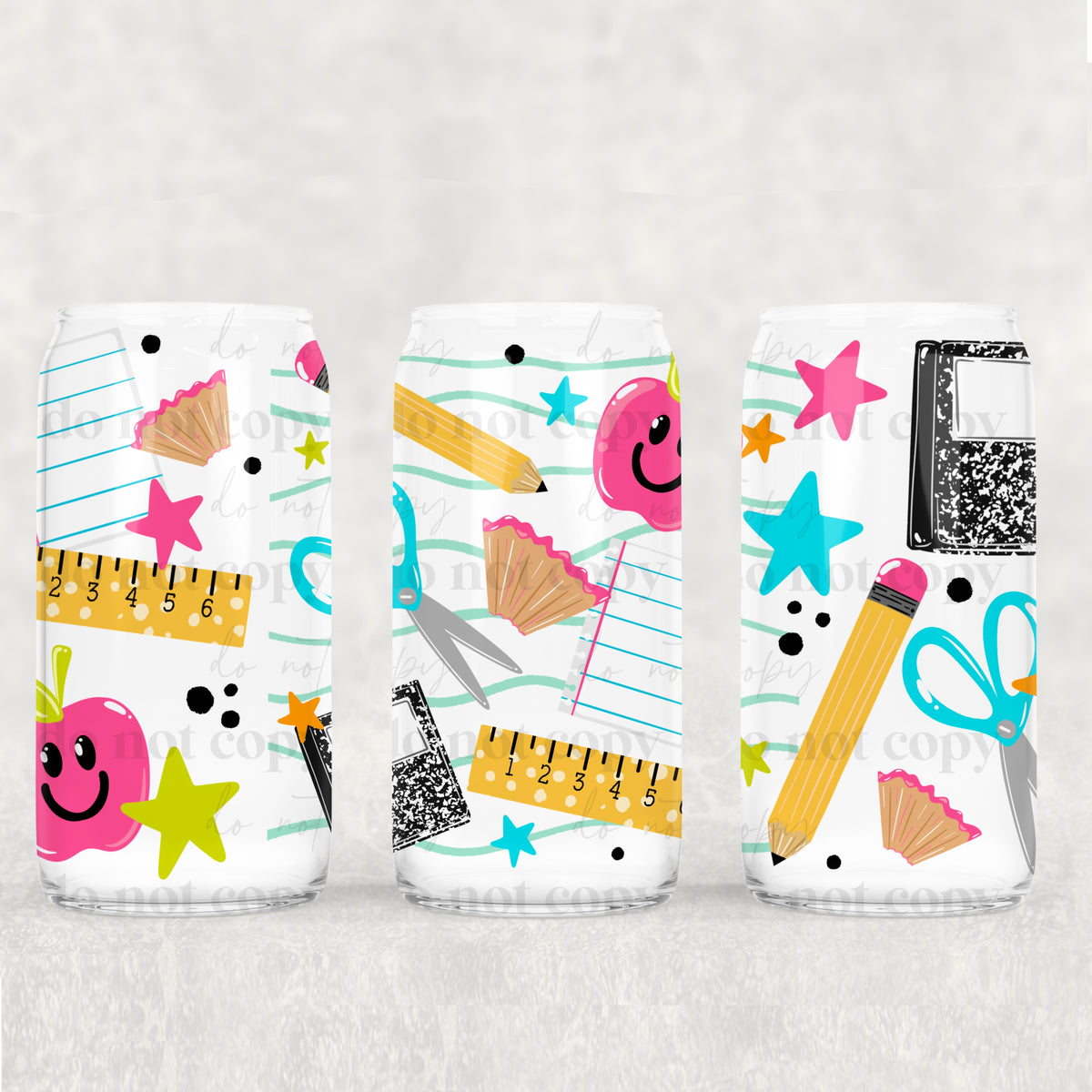 School supplies wavy lines (CSC) UV DTF WRAP