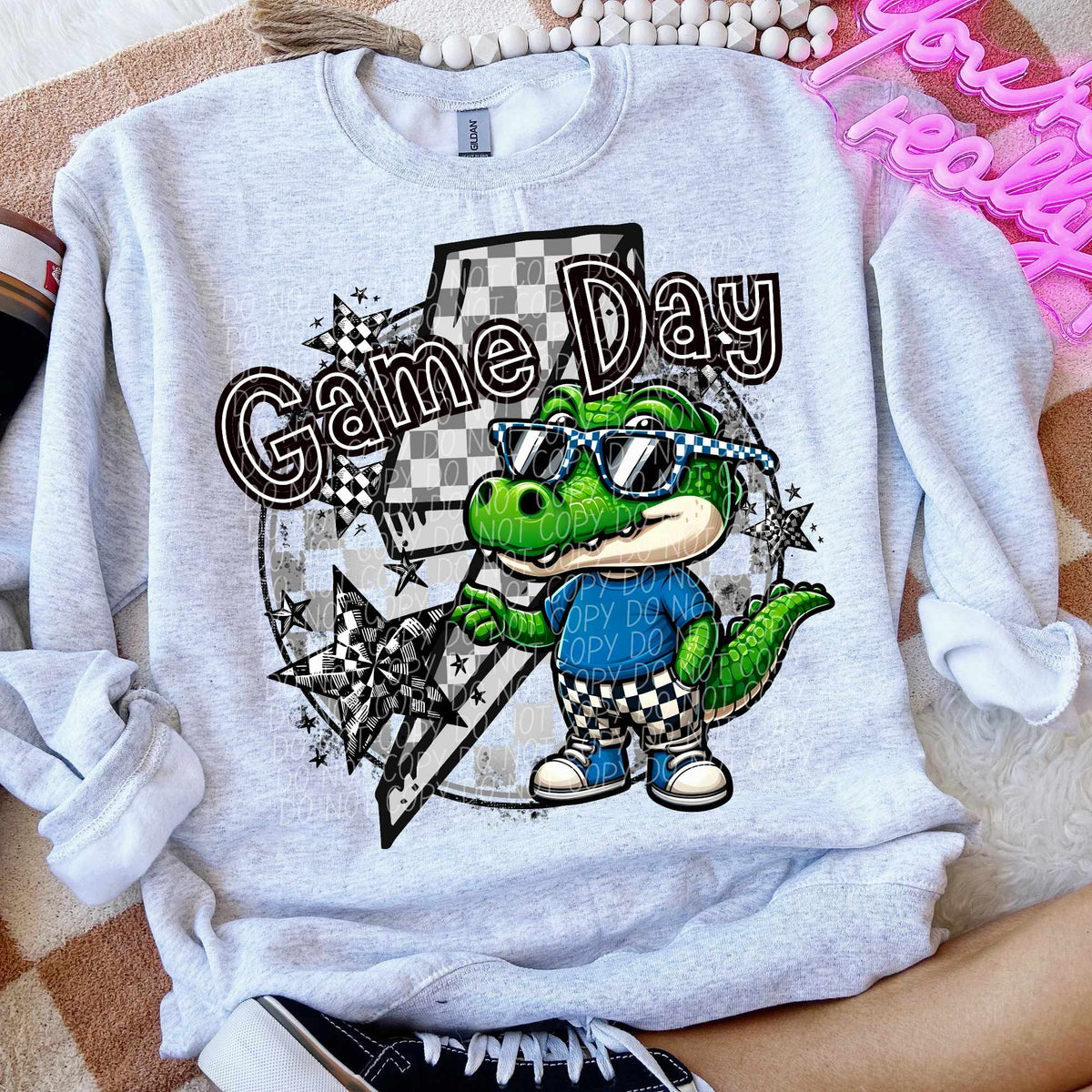 Game day gator blue shirt lightning bolt (CITY) 52530 DTF transfer