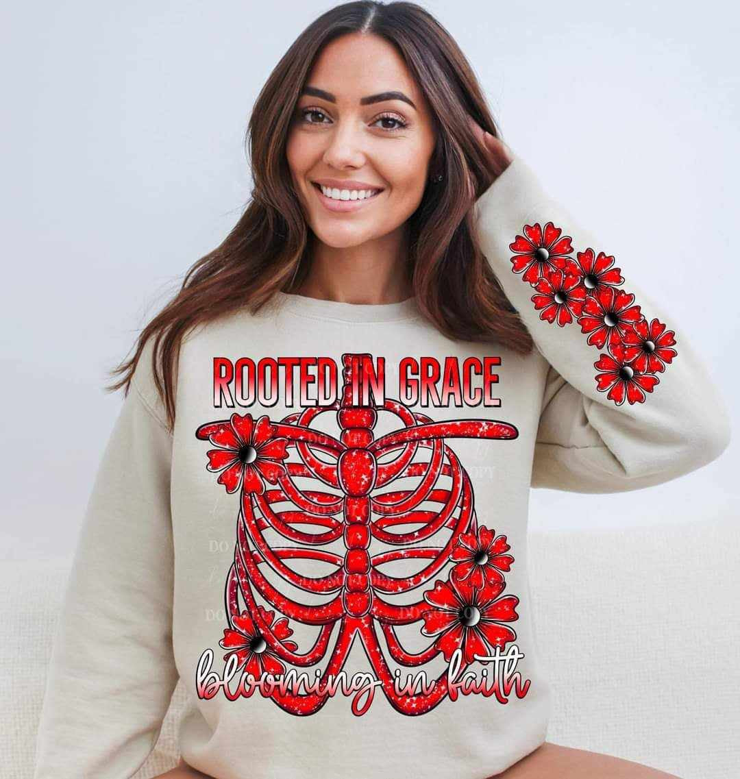 Rooted in grace red ribs (LYTTLE) 67825 DTF transfer