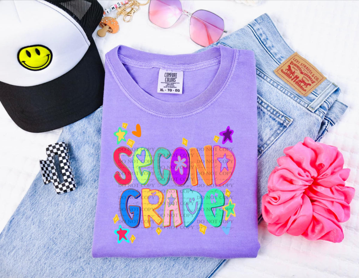 Second grade colorful stars 107607 DTF transfer