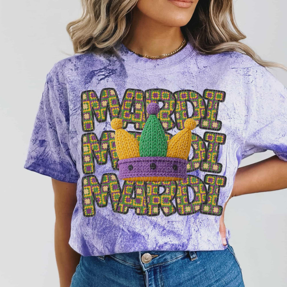 Mardi stacked with crown (city) DTF Transfer