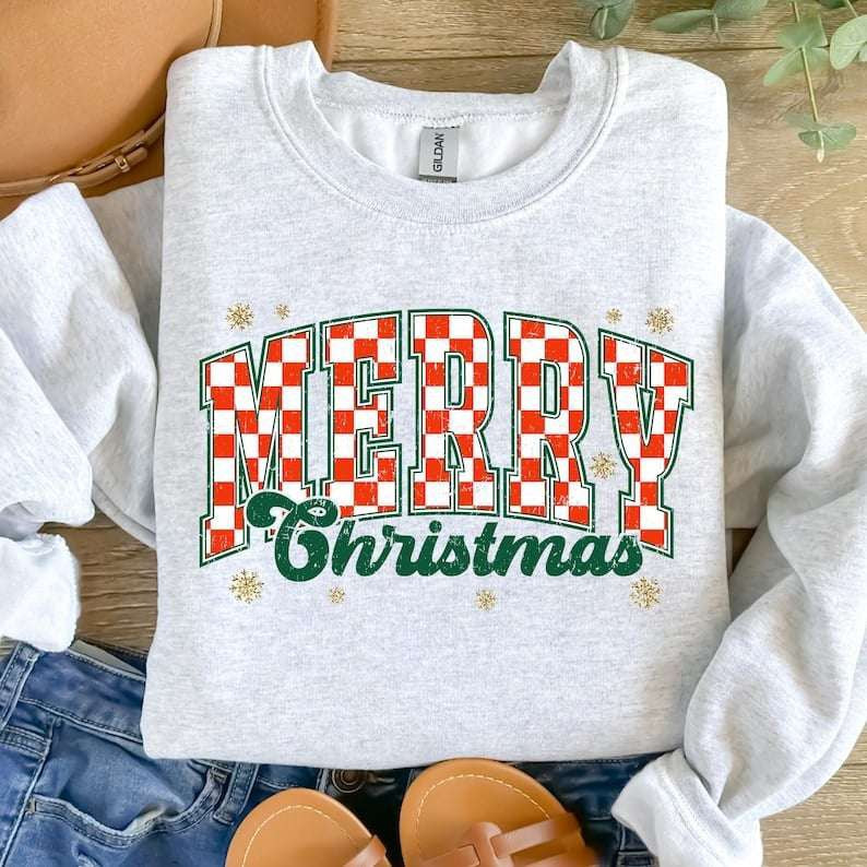 Merry Christmas red checkered 67915 DTF transfer