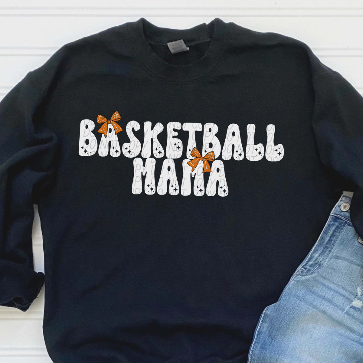 Basketball Mama bows white words (city) DTF transfer